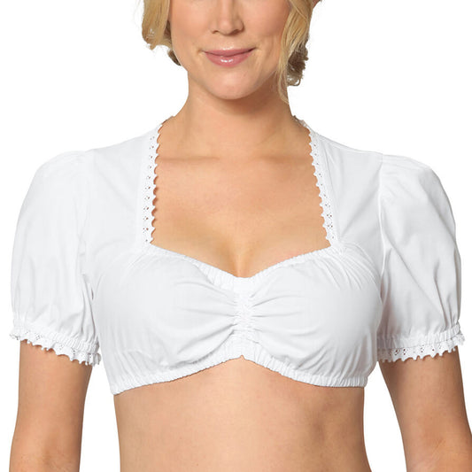 WIESNFASHION Damen Bayerisches Oktoberfest Trachten Dirndl Bluse Biergarten Crop Top