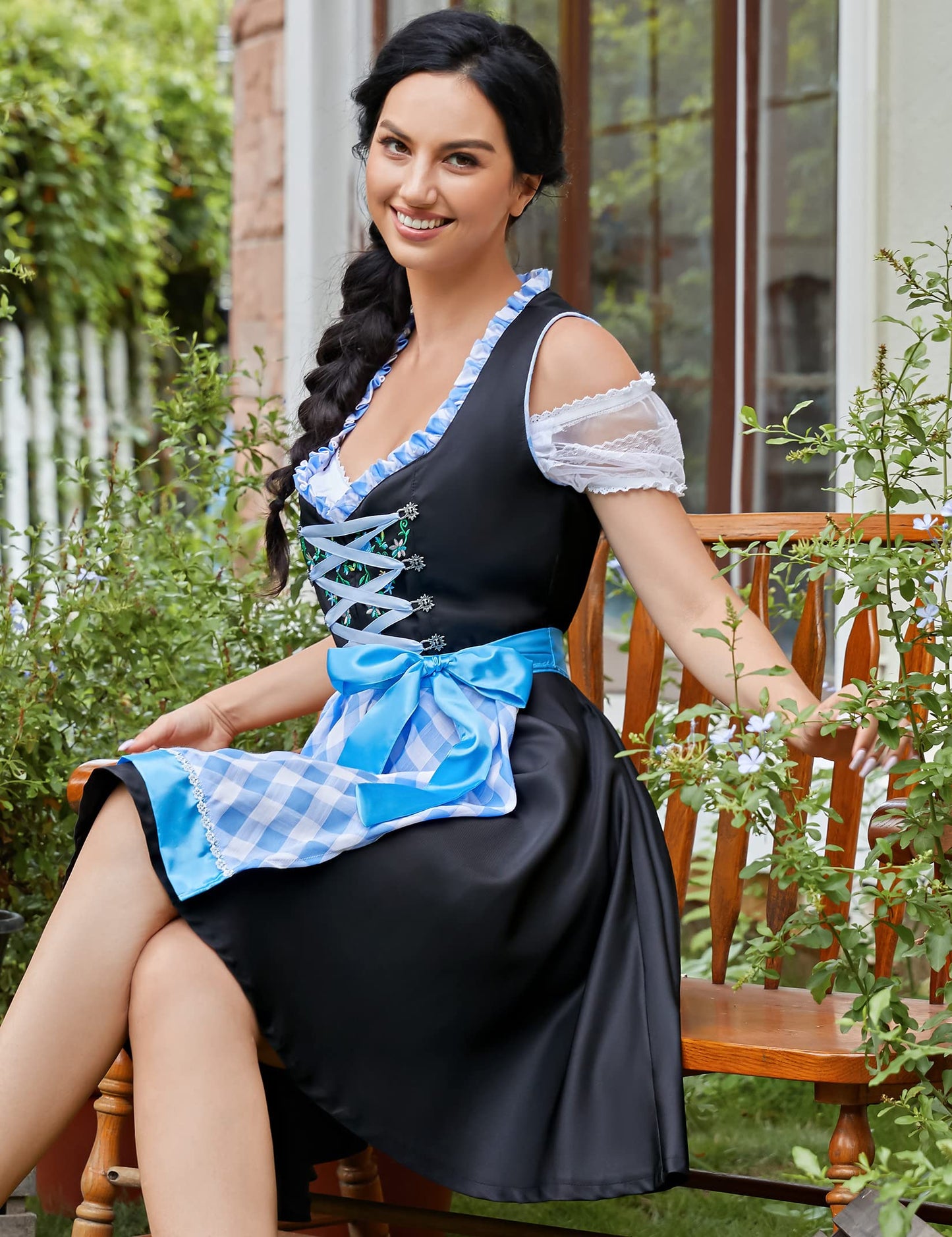 WIESNFASHION Damen Dirndl Kleid Traditionelle Bayerische Oktoberfest Kostüme