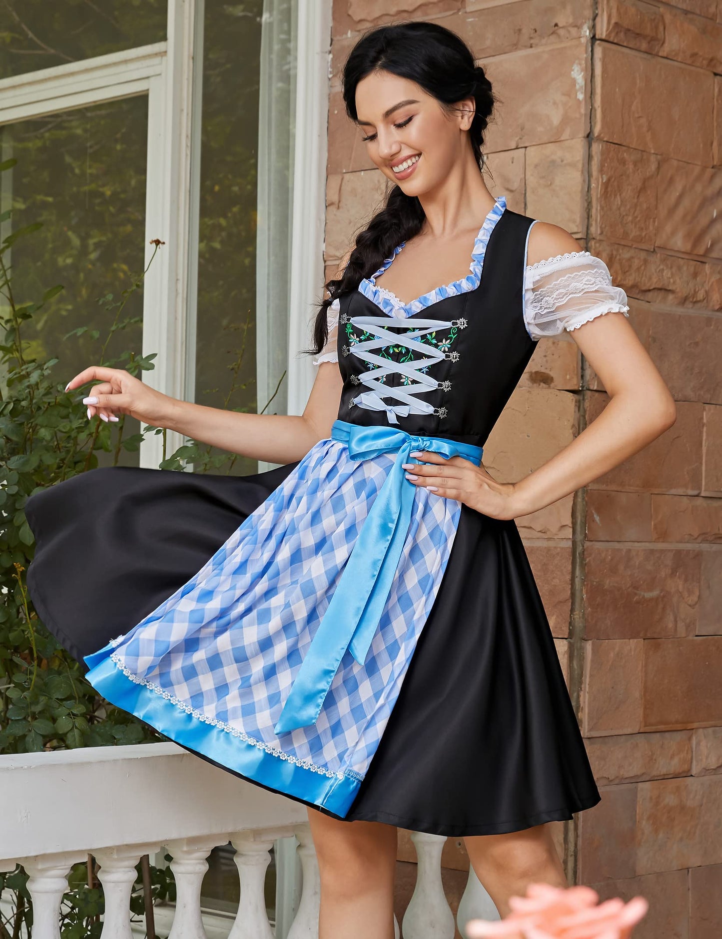 WIESNFASHION Damen Dirndl Kleid Traditionelle Bayerische Oktoberfest Kostüme