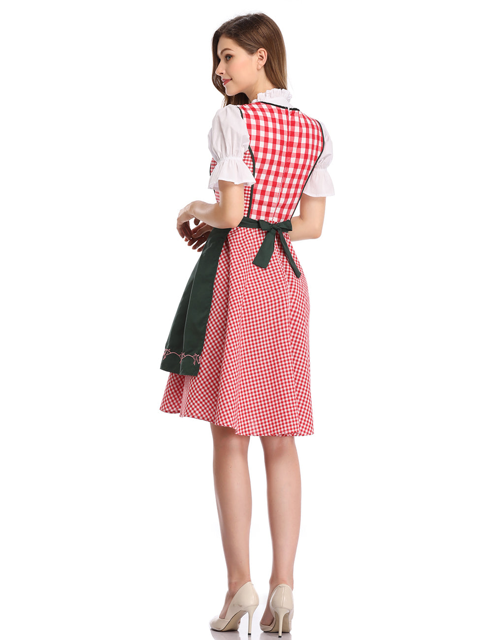 WIESNFASHION Damen Stilvolles Kariertes Partykleid Anzüge Für Bierfestival Gitterstich Klassisches Retro Ein Swingkleid