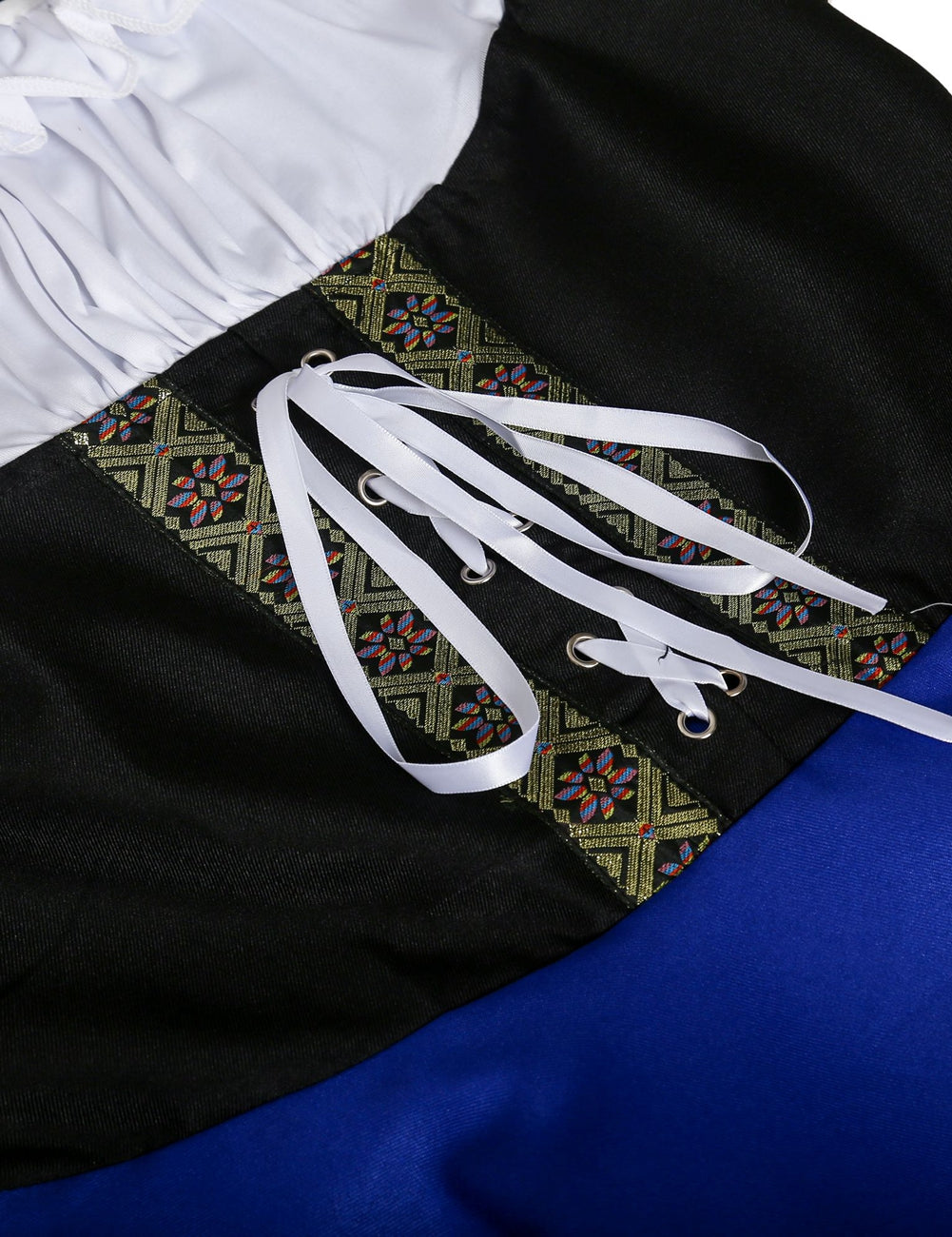 WIESNFASHION Oktoberfest Damen Kordelzug schulterfreies blaues Kleid