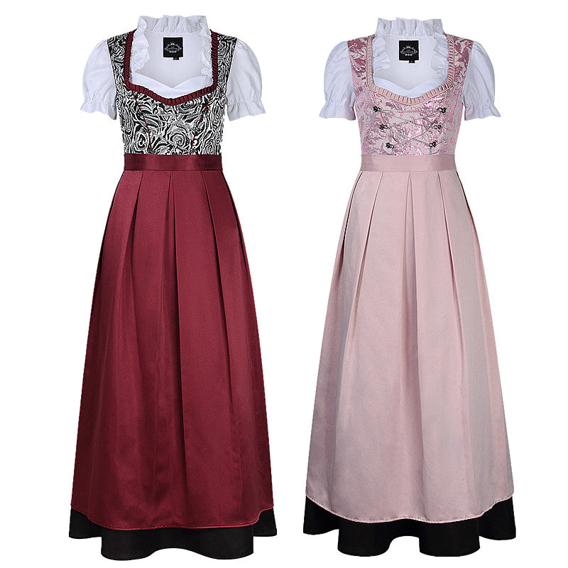 Wiesnfashion Dirndl Damen Trachten Deutsches traditionelles Oktoberfest-Kostüm der Frauen Klassisches Kleid 3tlg-Rosa