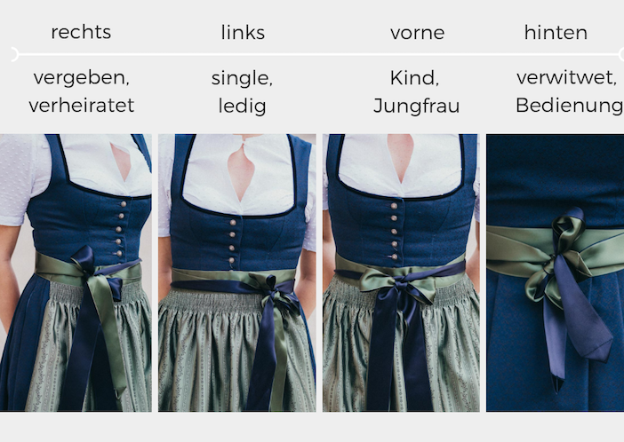 Welche Seite die Schleife beim Dirndl