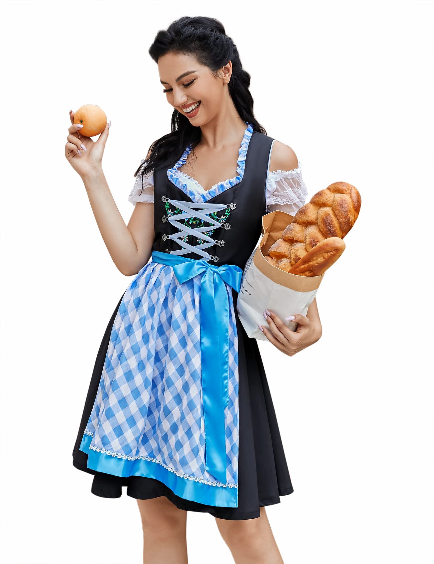 WIESNFASHION Damen Dirndl Kleid Traditionelle Bayerische Oktoberfest Kostüme
