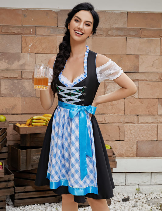 WIESNFASHION Damen Dirndl Kleid Traditionelle Bayerische Oktoberfest Kostüme