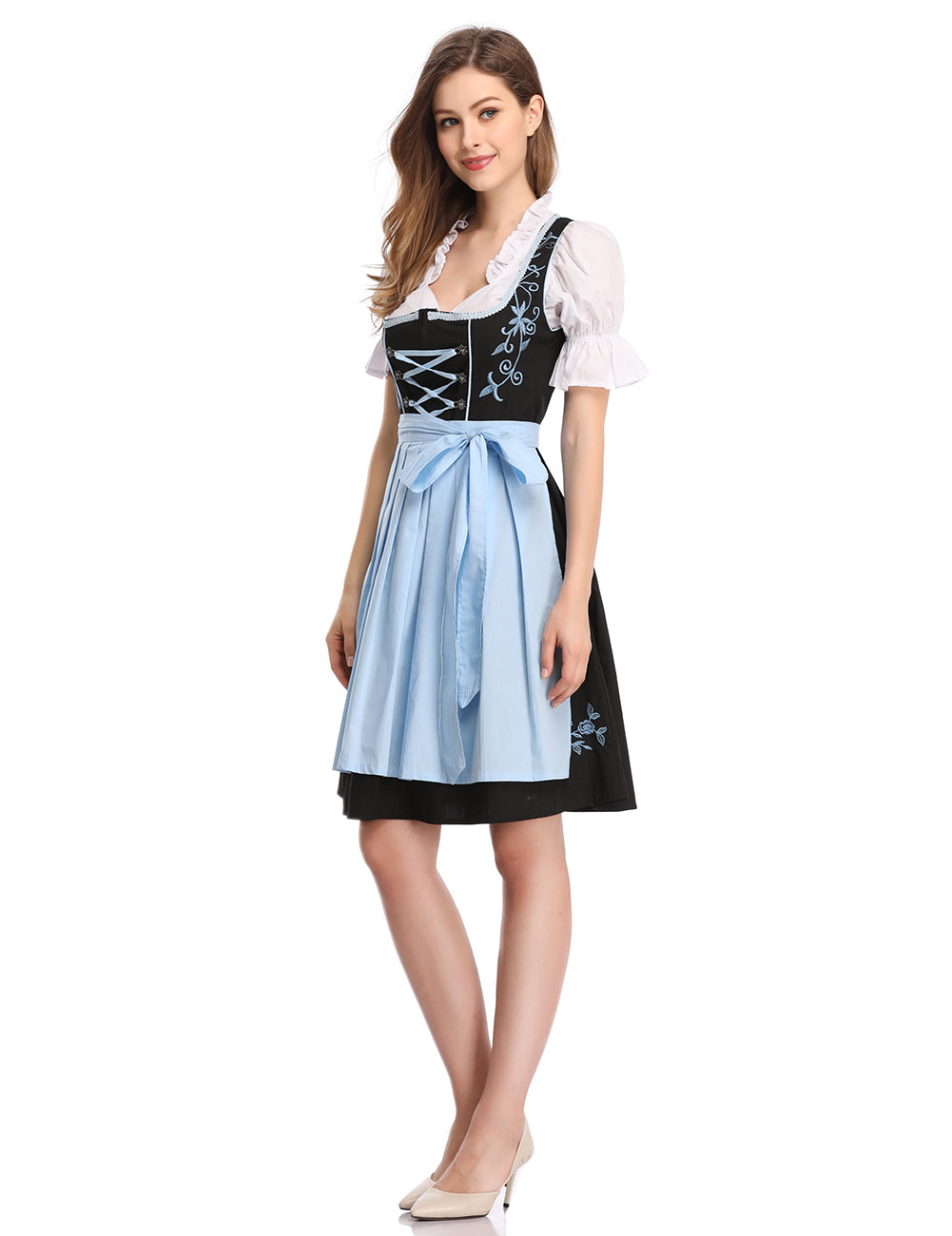 WIESNFASHION Bayerisch Deutsches Dirndl Kleid Damen Klassisches Kleid 3-teilig Anzug