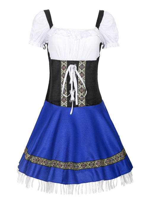 WIESNFASHION Oktoberfest Damen Kordelzug schulterfreies blaues Kleid