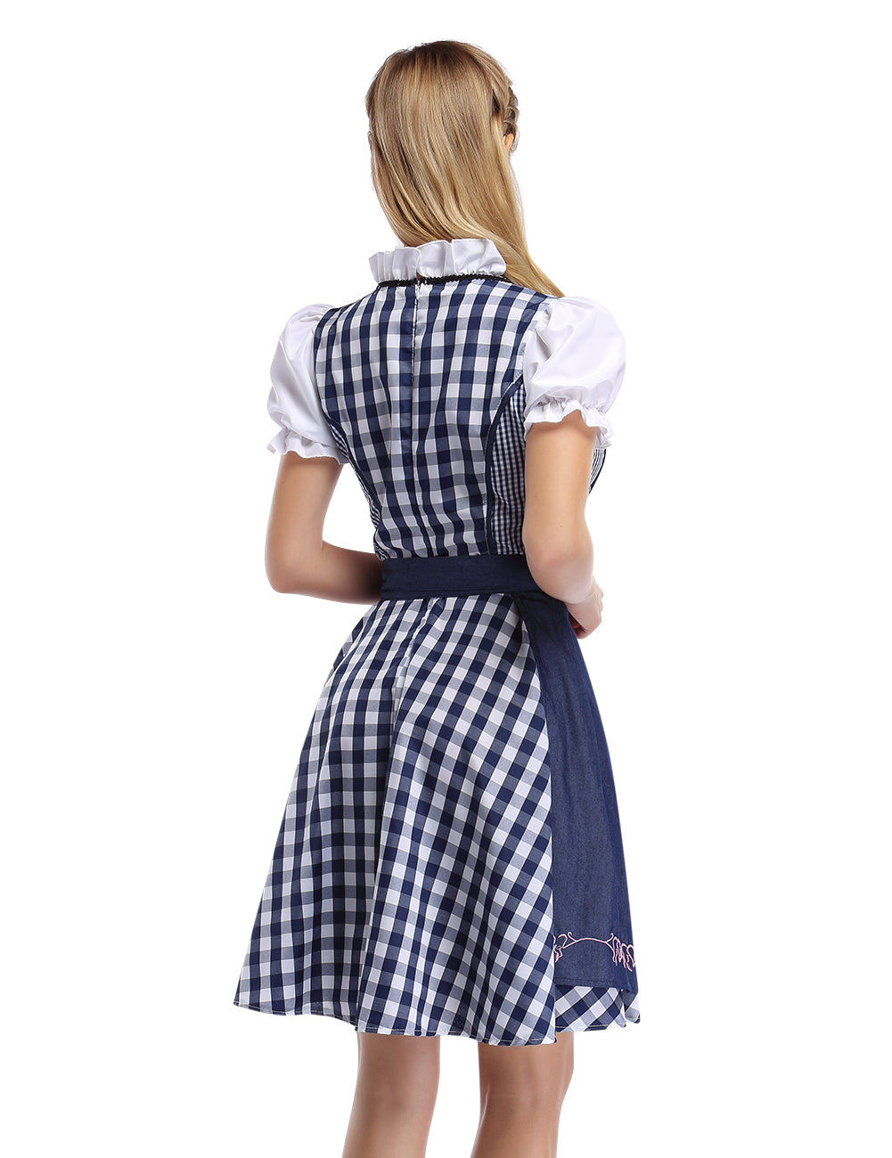WIESNFASHION Damen Formelles Kleid Kalb Blau Retro Rock Fake 3-teiliges Set
