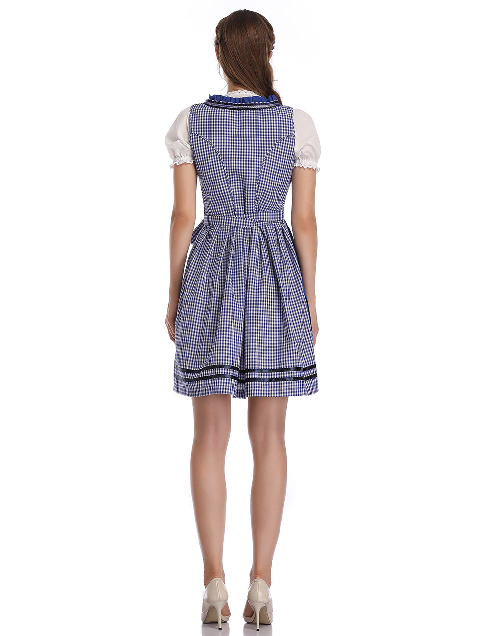 Robe Dirndl Traditionnel Velours 3 Pièces Pour Femme - Tenue Oktoberfest élégante Avec Chemisier Et Tablier - Taille Midi - Velours Doux Et Qualité Premium - 7